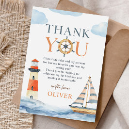 Little Sailor Nautical Blue Pastel 1. Geburtstag Dankeskarte