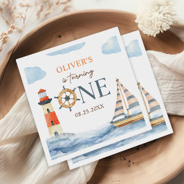 Little Sailor Nautical Blue Pastel 1. Geburtstag Serviette