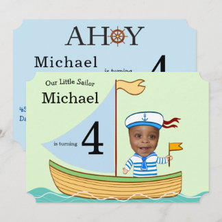 Little Sailor Nautical Boys zum Geburtstag Einladung