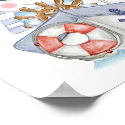 Little Sailor Polar Teddy Bär auf einem Boot Poster (Ecke)