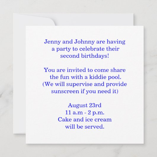 Little Sailor Twins 2. Party Einladung (Rückseite)