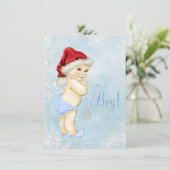 Little Santa Baby Blue Snowflake Baby Dusche Einladung (Stehend Vorderseite)