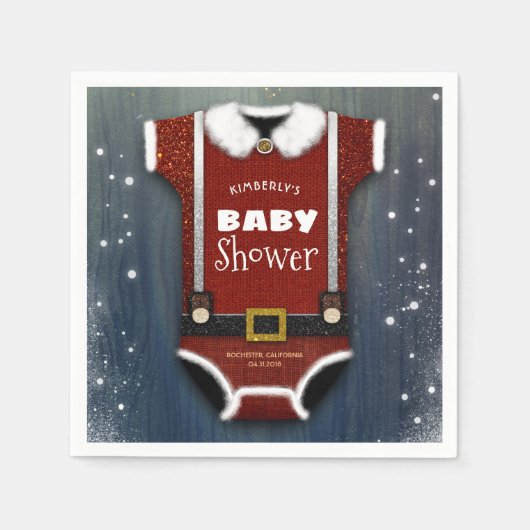 Little Santa Bodysuit Winter Baby Dusche Serviette (Vorderseite)