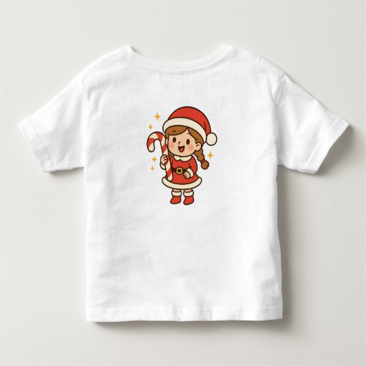 Little Santa Girl with Candy Cane Kleinkind T-shirt (Rückseite)