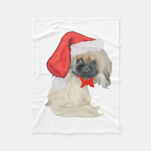 Little Santa Pekingese Fleecedecke (Vorderseite)