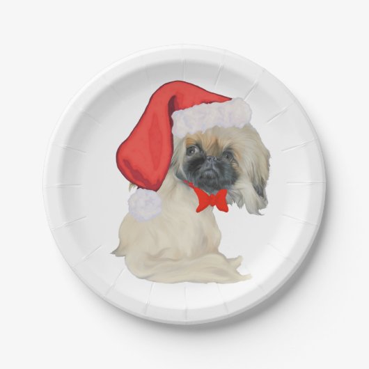 Little Santa Pekingese Pappteller (Vorderseite)