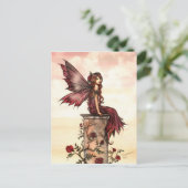 Little Scarlet Rose Fairy Postcard Postkarte (Stehend Vorderseite)