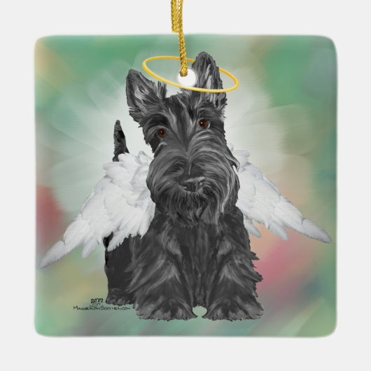 Little Scottie Angel Keramikornament (Vorderseite)