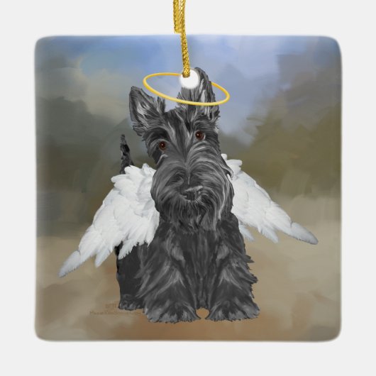 Little Scottie Angel Keramikornament (Vorderseite)