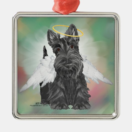 Little Scottie Angel Silbernes Ornament (Vorne)