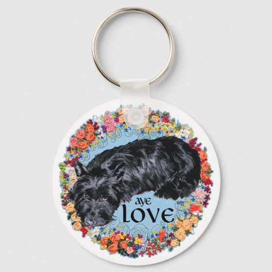 Little Scottie auf Tartan Schlüsselanhänger (Vorderseite)