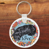 Little Scottie auf Tartan Schlüsselanhänger (Vorderseite)