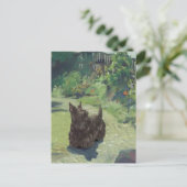 Little Scottie im Garten Postkarte (Stehend Vorderseite)