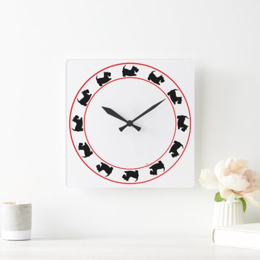 Little Scotties Clock Quadratische Wanduhr (Zuhause)