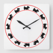 Little Scotties Clock Quadratische Wanduhr (Vorderseite)