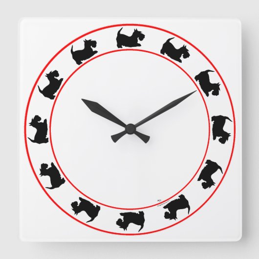 Little Scotties Clock Quadratische Wanduhr (Vorderseite)