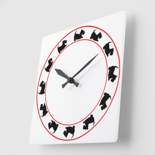 Little Scotties Clock Quadratische Wanduhr (Winkel)