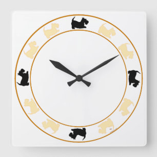Little Scotties Clock Quadratische Wanduhr