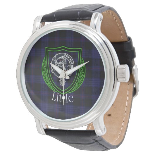 Little Scottish Clan Tartan & Crest Armbanduhr (Schrägansicht)