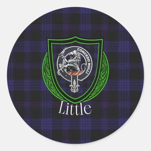 Little Scottish Clan Tartan & Crest Runder Aufkleber (Vorderseite)