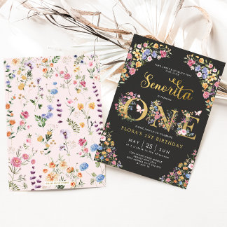 Little Senorita Fiesta Wildblume 1. Geburtstag Einladung