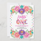 Little Senorita Mexican Fiesta Floral 1. Geburtsta Einladung (Vorderseite)