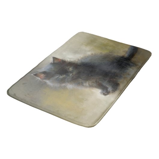 Little Shadow Black Kitten Badematte (Schrägansicht)