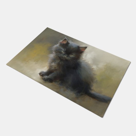 Little Shadow Black Kitten Fußmatte (Schrägansicht)