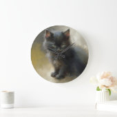 Little Shadow Black Kitten Große Wanduhr (Zuhause)