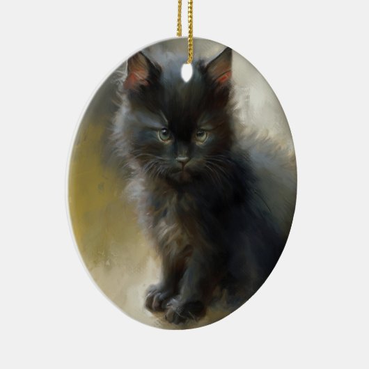 Little Shadow Black Kitten Keramik Ornament (Rechts)