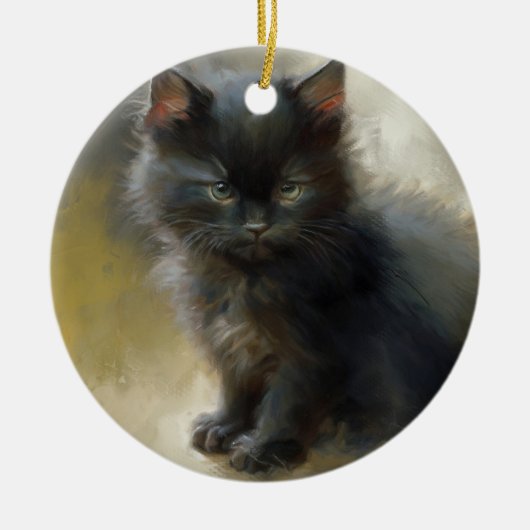 Little Shadow Black Kitten Keramik Ornament (Vorne)