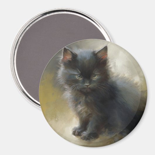 Little Shadow Black Kitten Magnet (Vorderseite/Rückseite)