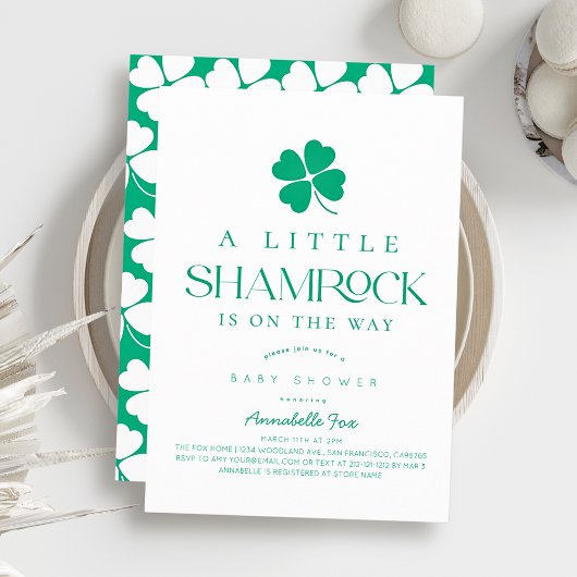 Little Shamrock Modern Baby Shower Einladung