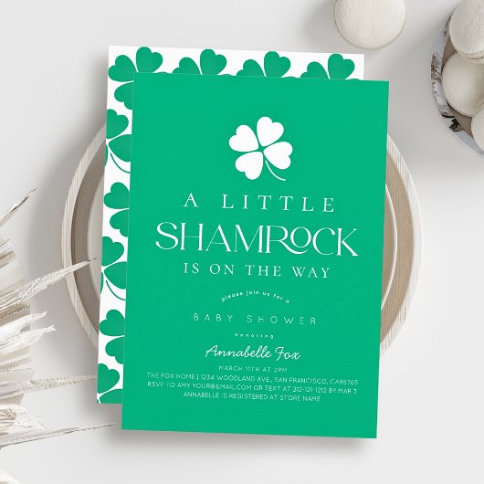Little Shamrock Modern Green Baby Shower Einladung