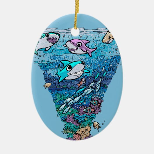 Little Shark Doodle Keramik Ornament (Vorne)