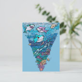 Little Shark Doodle Postkarte (Stehend Vorderseite)