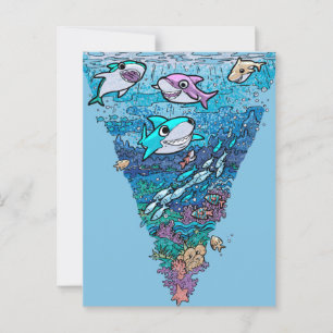 Little Shark Doodle Postkarte