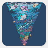 Little Shark Doodle Quadratischer Aufkleber (Vorderseite)