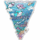 Little Shark Doodle Square Sticker (Vorderseite)