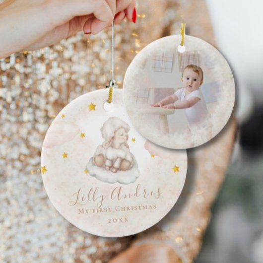 Little Sheep Lamb Dreamy Star First Christmas Keramik Ornament