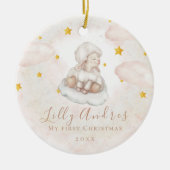 Little Sheep Lamb Dreamy Star First Christmas Keramik Ornament (Vorne)