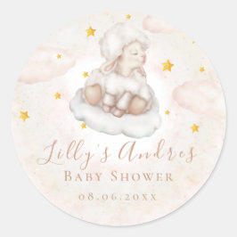 Little Sheep Lamb Dreamy Stars Baby Dusche Runder Aufkleber