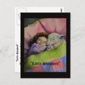 "Little Shepherd" Lamm Gottes mit Mädchen schläft Postkarte (Vorne/Hinten)