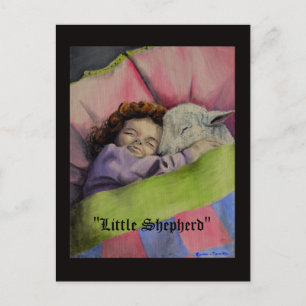 "Little Shepherd" Lamm Gottes mit Mädchen schläft Postkarte