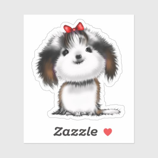 Little Shih-tzu Puppy animierte Illustration Aufkleber (Blatt)