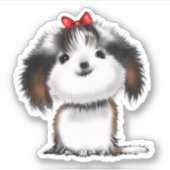 Little Shih-tzu Puppy animierte Illustration Aufkleber (Vorderseite)
