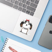 Little Shih-tzu Puppy animierte Illustration Aufkleber (Laptop mit iPhone)