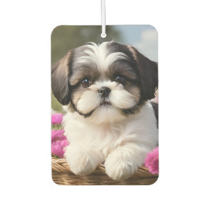 Little Shih Tzu Puppy-Basket-Blume Autolufterfrischer