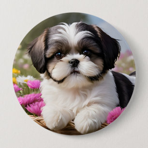 Little Shih Tzu Puppy-Basket-Blume Button