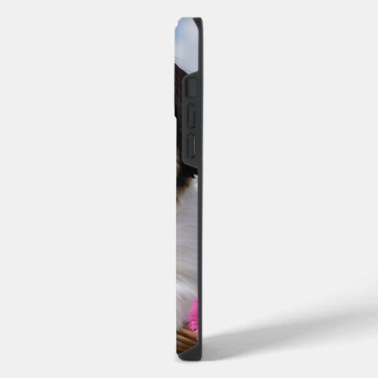 Little Shih Tzu Puppy-Basket-Blume iPhone Hülle (Linke Seite)